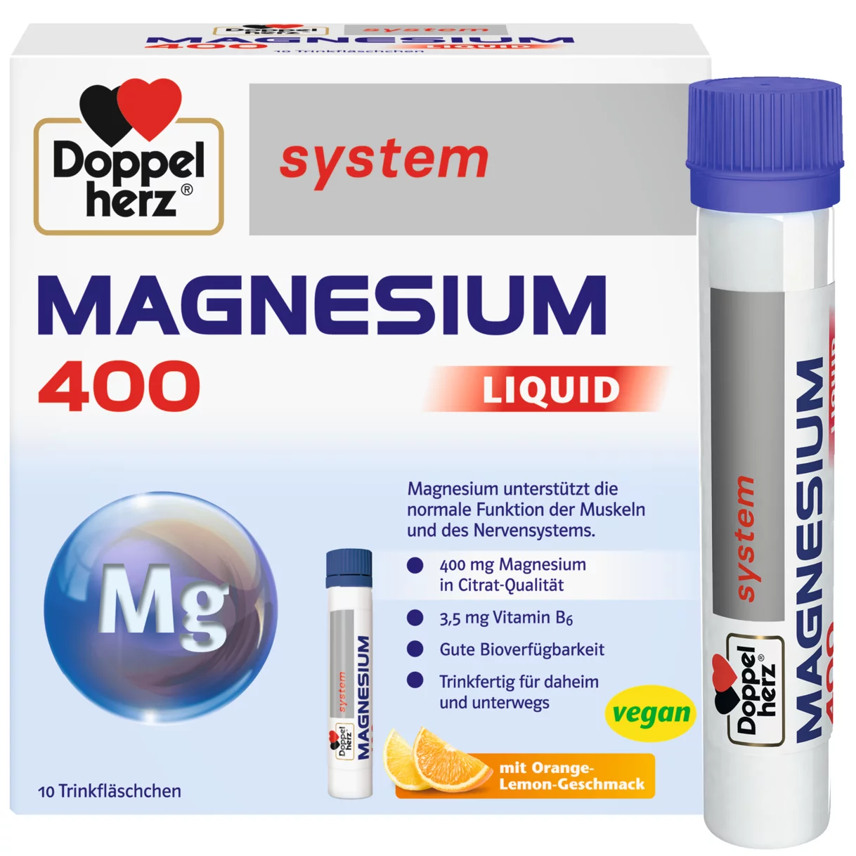 Abbildung der Produktverpackung Doppelherz system MAGNESIUM 400 LIQUID Frontansicht
